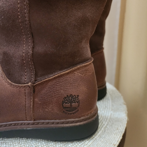 TIMBERLAND Tall Women's Brown Leather & Suede Riding Boots Siz.6 Like New. - Picture 4 of 8